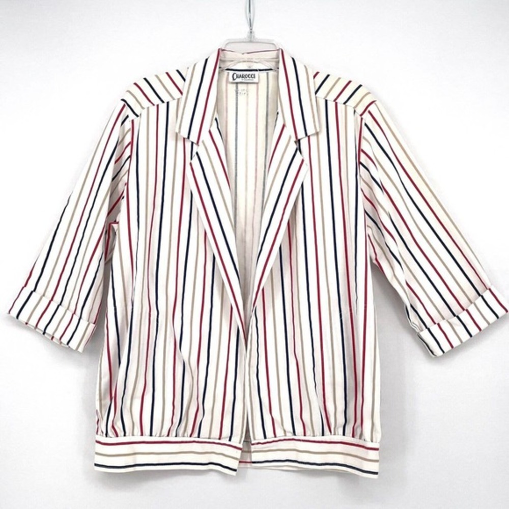Charocci of California 80's Blazer Jacket Women's Large Striped Vintage